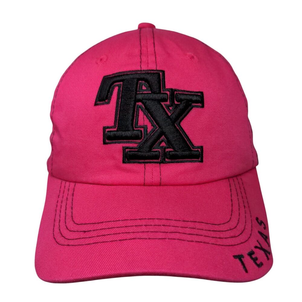 Texas Slideback Hat Pink One Size Adjustable Embroidered Vented Holes Sports Cap